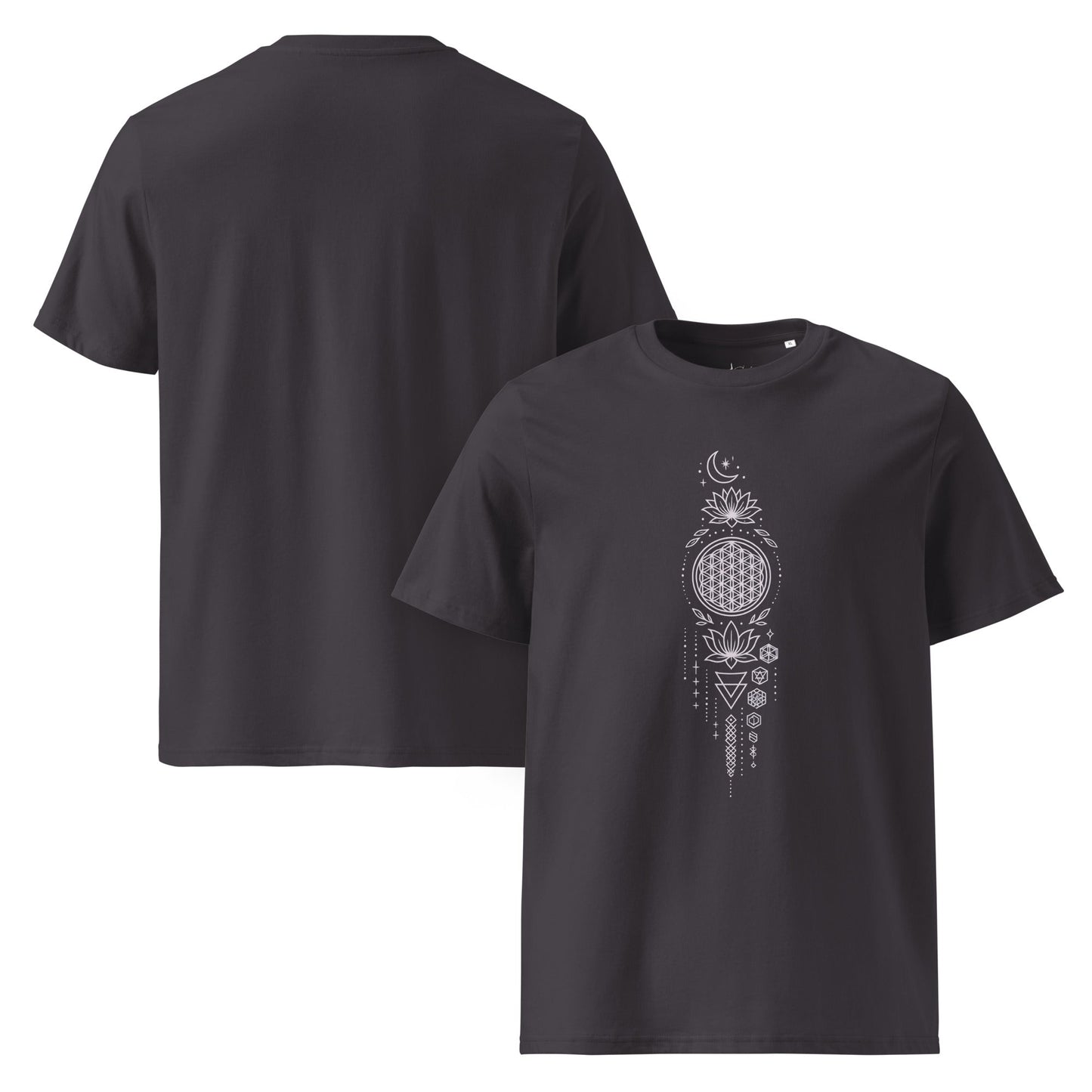 Unisex - Bio - Baumwoll - T-Shirt - Sacred Geometry T-Shirt – Spirituelles Mandala Design – Boho Unisex Shirt – Bio - Baumwolle – Achtsamkeit & Energie - YogaStylz