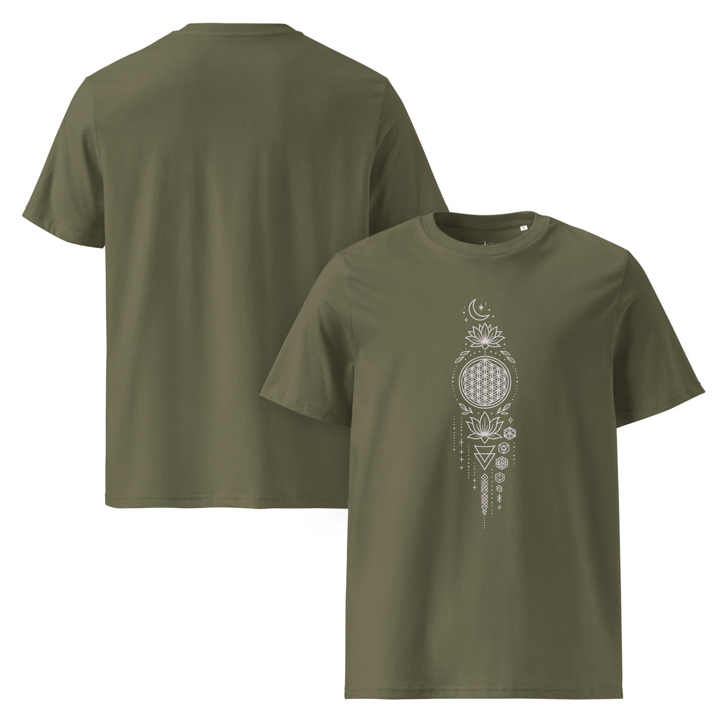 Unisex - Bio - Baumwoll - T-Shirt - Sacred Geometry T-Shirt – Spirituelles Mandala Design – Boho Unisex Shirt – Bio - Baumwolle – Achtsamkeit & Energie - YogaStylz