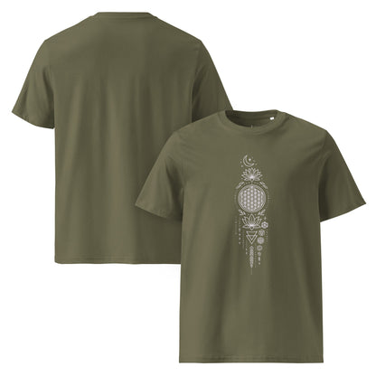 Unisex - Bio - Baumwoll - T-Shirt - Sacred Geometry T-Shirt – Spirituelles Mandala Design – Boho Unisex Shirt – Bio - Baumwolle – Achtsamkeit & Energie - YogaStylz
