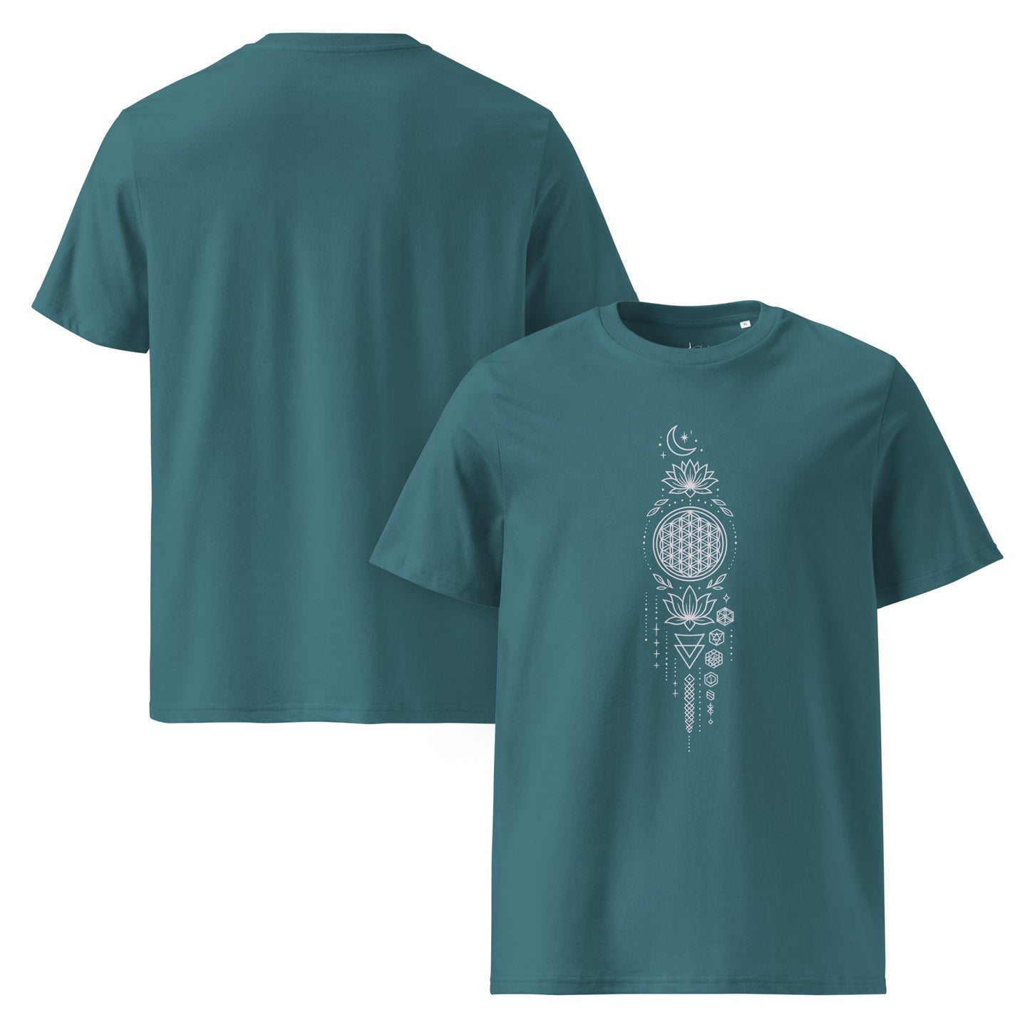 Unisex - Bio - Baumwoll - T-Shirt - Sacred Geometry T-Shirt – Spirituelles Mandala Design – Boho Unisex Shirt – Bio - Baumwolle – Achtsamkeit & Energie - YogaStylz