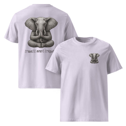 Unisex - Bio - Baumwoll - T-Shirt –Yoga T-Shirt Elefant – Stillness builds strength – Boho Shirt – Bio - Baumwolle Unisex – Spirituell & achtsam - YogaStylz