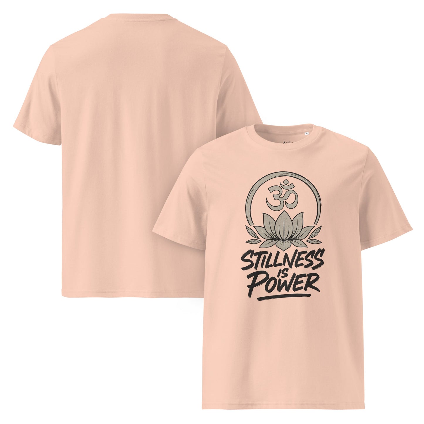 Unisex - Bio - Baumwoll - T-Shirt - Yoga T-Shirt Om Lotus – Stillness is Power – Spirituelles Boho Shirt – Bio - Baumwolle Unisex – Achtsamkeit Design - YogaStylz