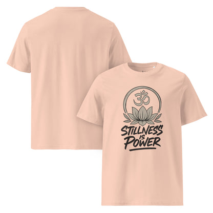 Unisex - Bio - Baumwoll - T-Shirt - Yoga T-Shirt Om Lotus – Stillness is Power – Spirituelles Boho Shirt – Bio - Baumwolle Unisex – Achtsamkeit Design - YogaStylz