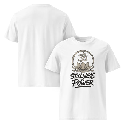 Unisex - Bio - Baumwoll - T-Shirt - Yoga T-Shirt Om Lotus – Stillness is Power – Spirituelles Boho Shirt – Bio - Baumwolle Unisex – Achtsamkeit Design - YogaStylz
