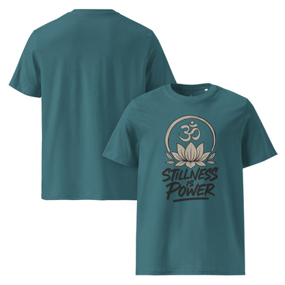 Unisex - Bio - Baumwoll - T-Shirt - Yoga T-Shirt Om Lotus – Stillness is Power – Spirituelles Boho Shirt – Bio - Baumwolle Unisex – Achtsamkeit Design - YogaStylz