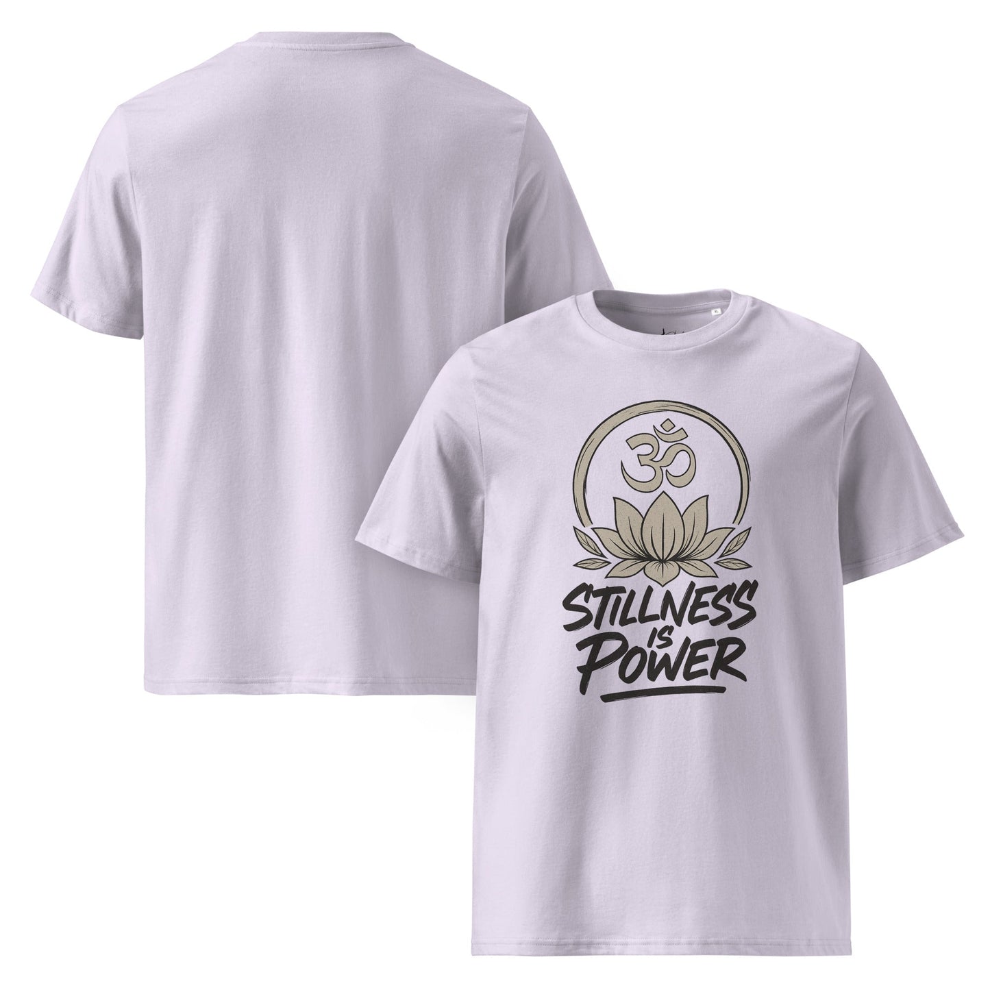 Unisex - Bio - Baumwoll - T-Shirt - Yoga T-Shirt Om Lotus – Stillness is Power – Spirituelles Boho Shirt – Bio - Baumwolle Unisex – Achtsamkeit Design - YogaStylz