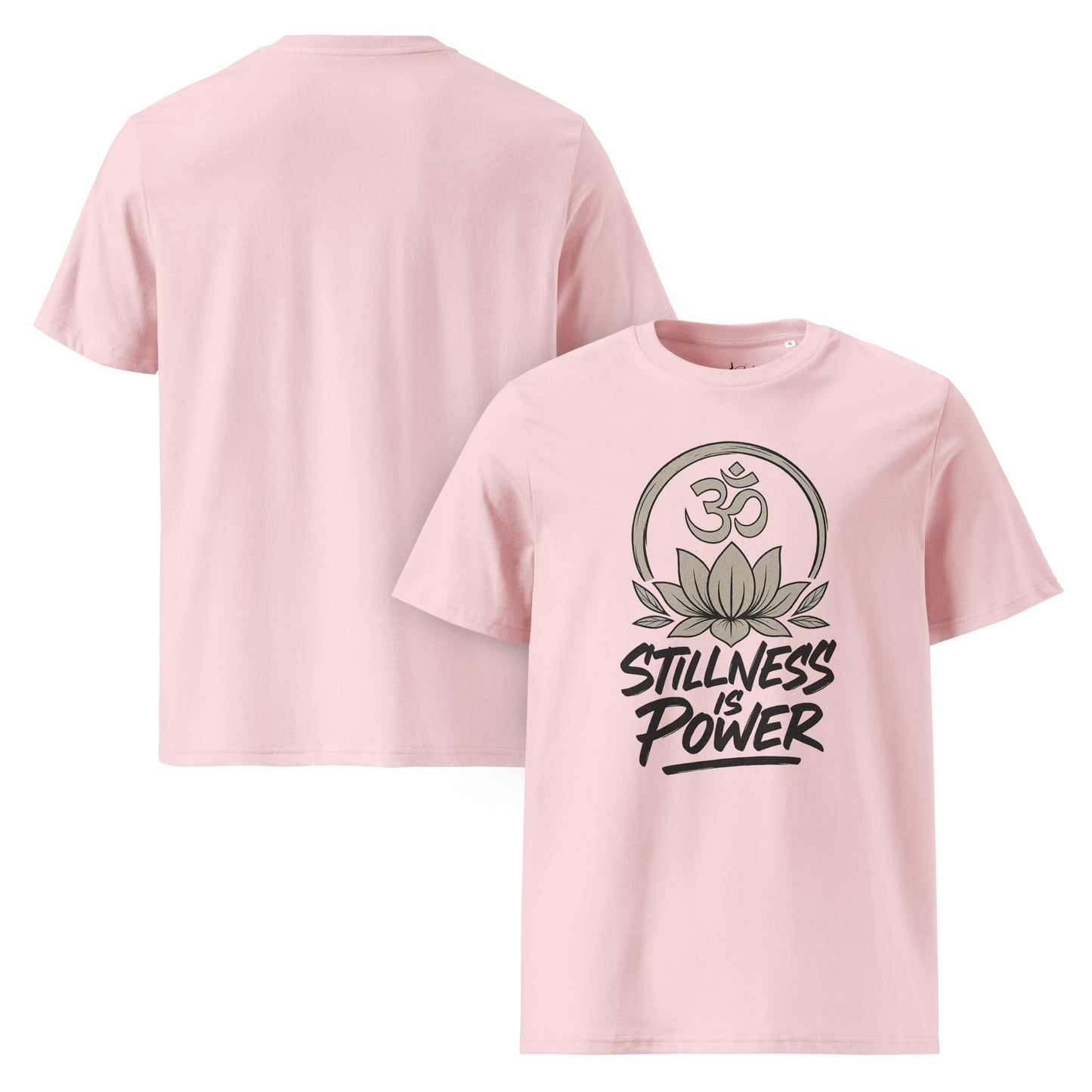 Unisex - Bio - Baumwoll - T-Shirt - Yoga T-Shirt Om Lotus – Stillness is Power – Spirituelles Boho Shirt – Bio - Baumwolle Unisex – Achtsamkeit Design - YogaStylz