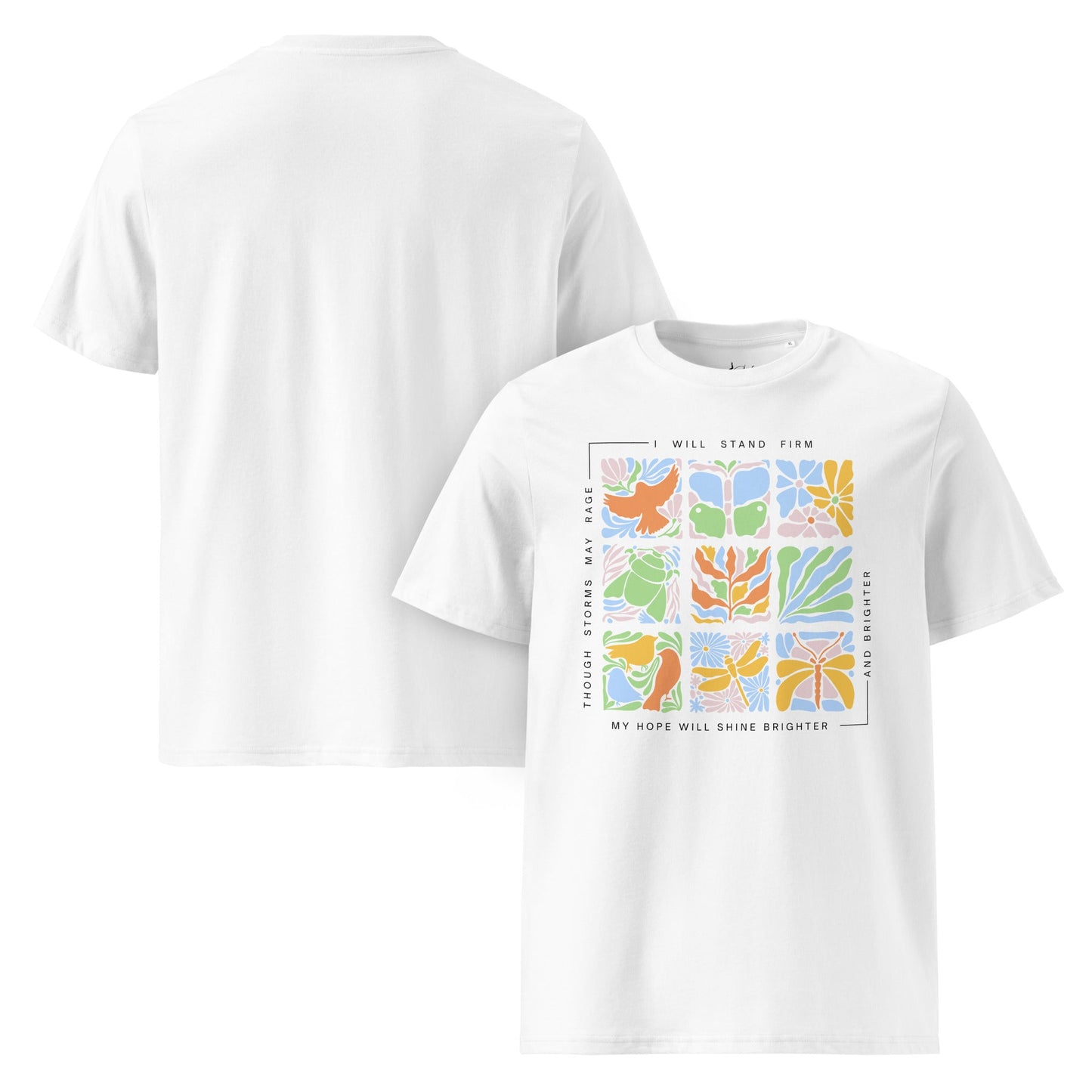 Unisex Bio T-Shirt „Nature Tiles“ – Retro Floral & Animal Art Design - YogaStylz