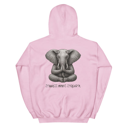 Unisex - Kapuzenpullover - Yoga Hoodie Elefant – Stillness builds strength – Spiritueller Unisex Kapuzenpullover – Boho Design – Achtsamkeit & Komfort - YogaStylz