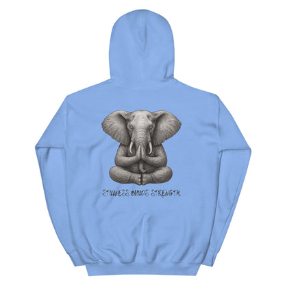 Unisex - Kapuzenpullover - Yoga Hoodie Elefant – Stillness builds strength – Spiritueller Unisex Kapuzenpullover – Boho Design – Achtsamkeit & Komfort - YogaStylz