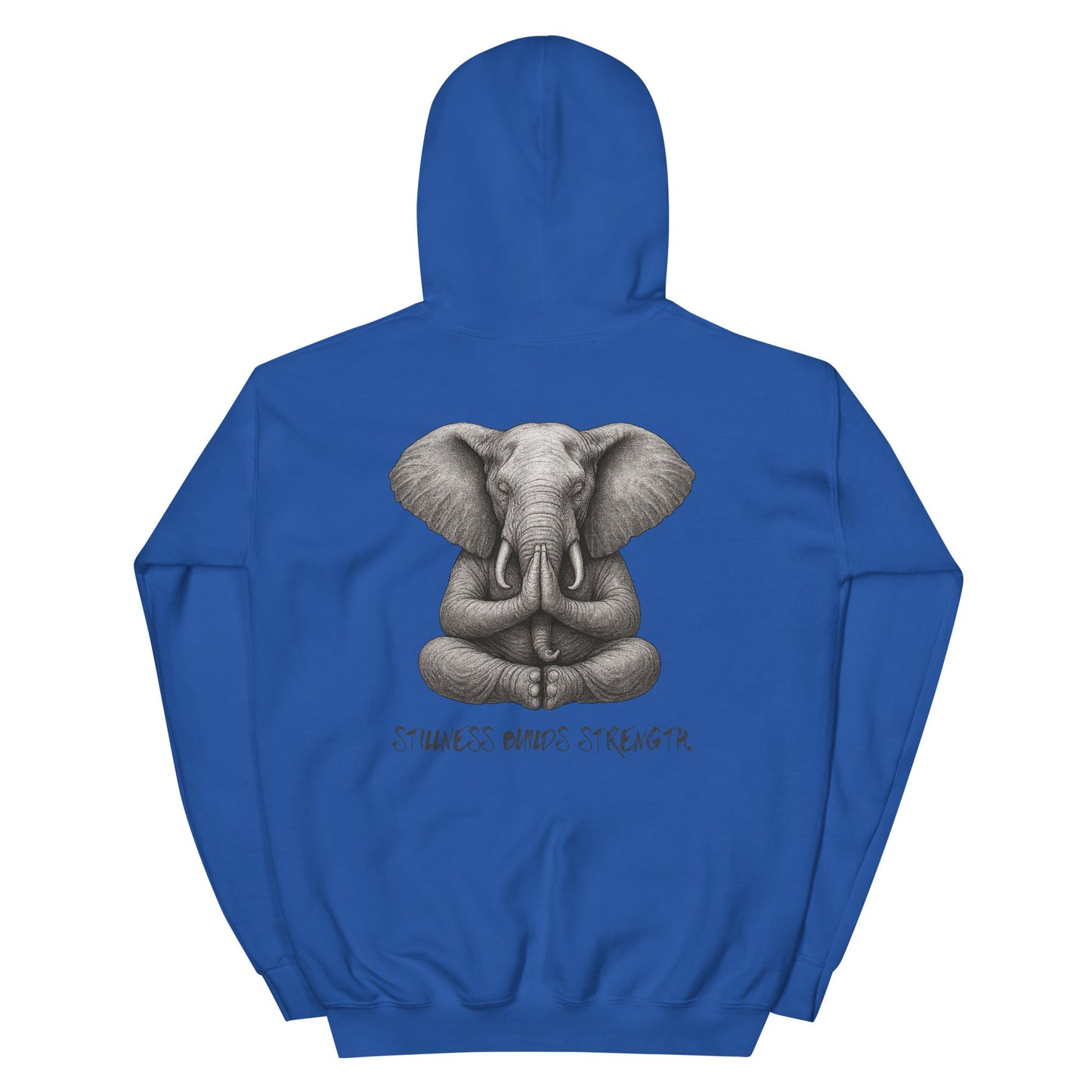 Unisex - Kapuzenpullover - Yoga Hoodie Elefant – Stillness builds strength – Spiritueller Unisex Kapuzenpullover – Boho Design – Achtsamkeit & Komfort - YogaStylz