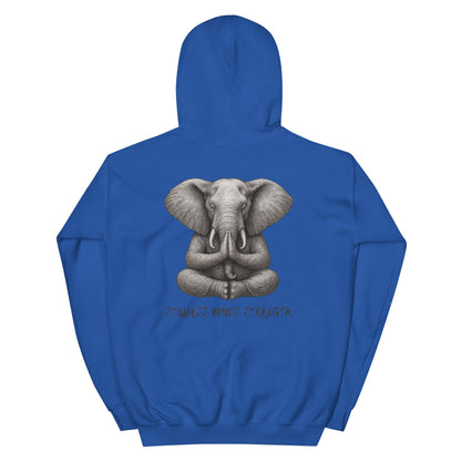 Unisex - Kapuzenpullover - Yoga Hoodie Elefant – Stillness builds strength – Spiritueller Unisex Kapuzenpullover – Boho Design – Achtsamkeit & Komfort - YogaStylz
