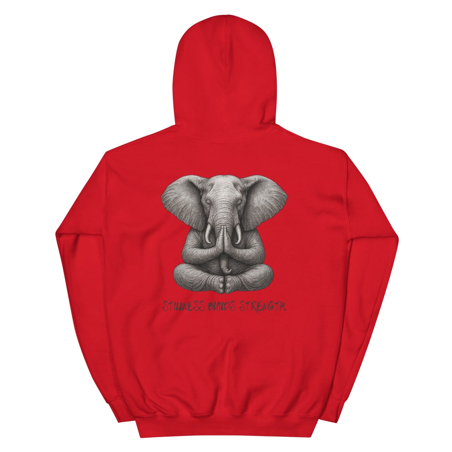 Unisex - Kapuzenpullover - Yoga Hoodie Elefant – Stillness builds strength – Spiritueller Unisex Kapuzenpullover – Boho Design – Achtsamkeit & Komfort - YogaStylz