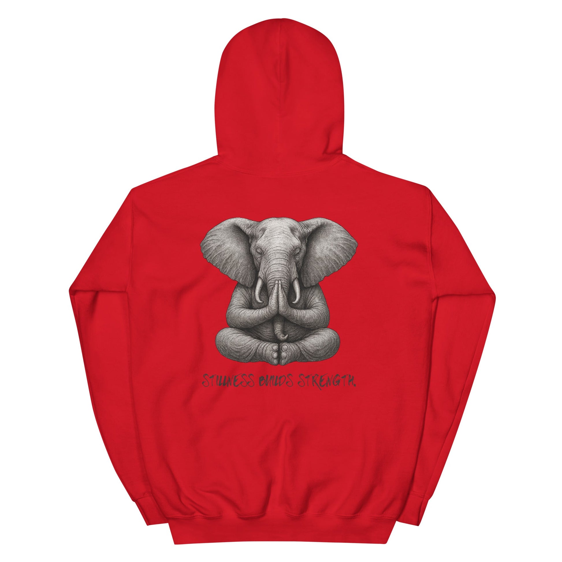 Unisex - Kapuzenpullover - Yoga Hoodie Elefant – Stillness builds strength – Spiritueller Unisex Kapuzenpullover – Boho Design – Achtsamkeit & Komfort - YogaStylz