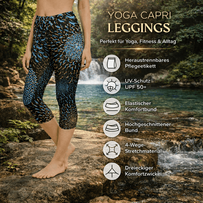 Yoga Capri - Leggings Blau Schwarz Bequeme Sport - Capri - YogaStylz