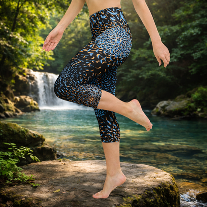 Yoga Capri - Leggings Blau Schwarz Bequeme Sport - Capri - YogaStylz