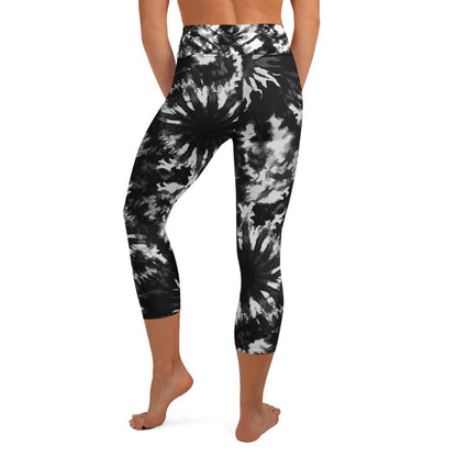 Yoga - Capri - Leggings in Schwarz - Weißer Batik - Optik - YogaStylz