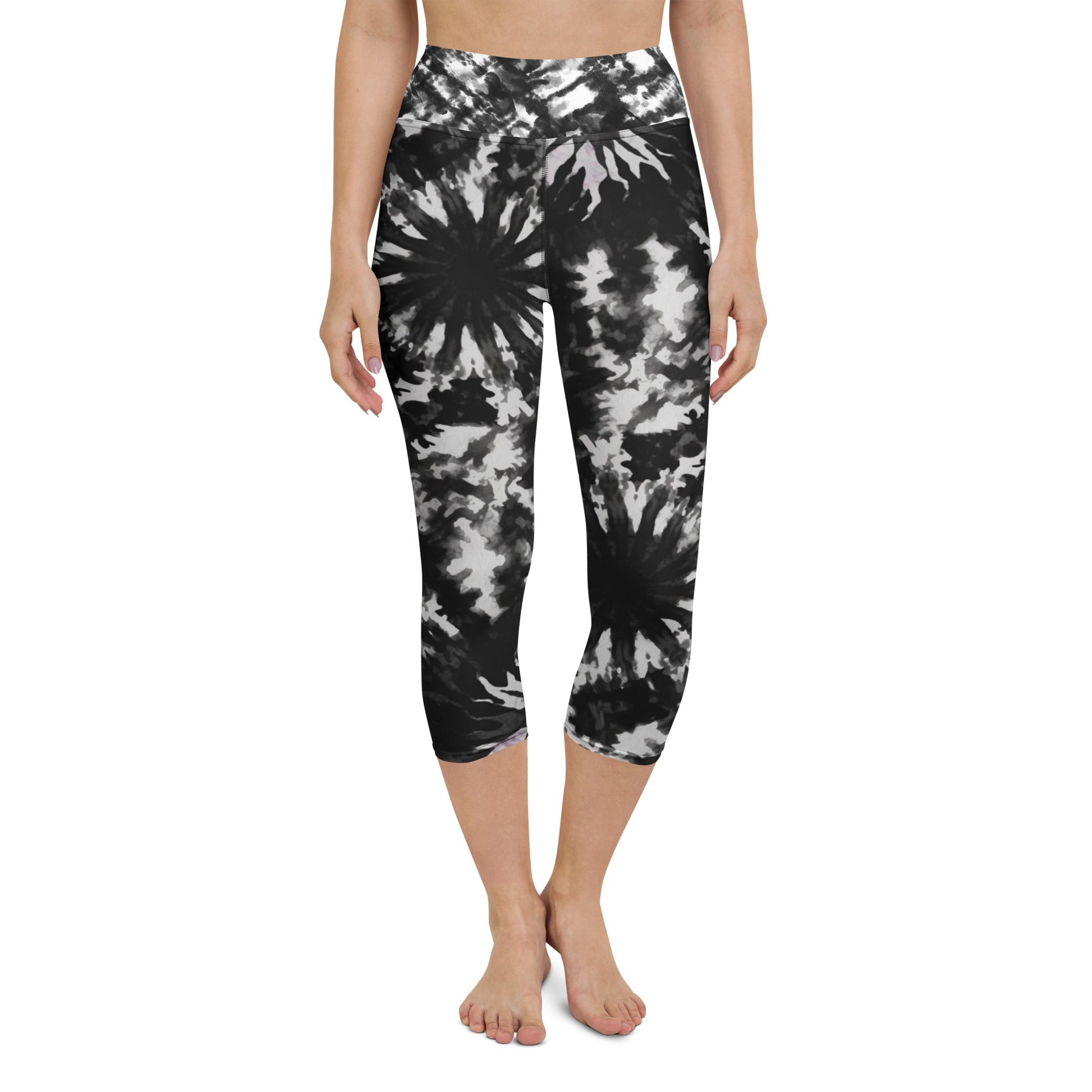Yoga - Capri - Leggings in Schwarz - Weißer Batik - Optik - YogaStylz