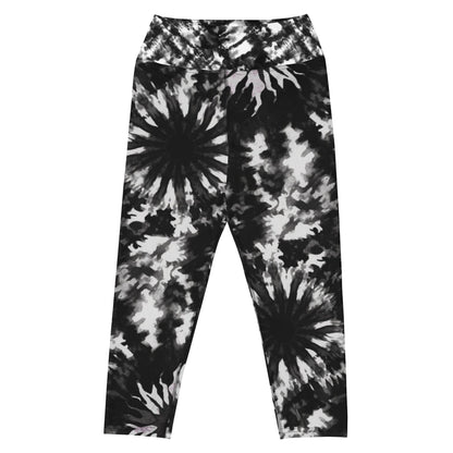 Yoga - Capri - Leggings in Schwarz - Weißer Batik - Optik - YogaStylz