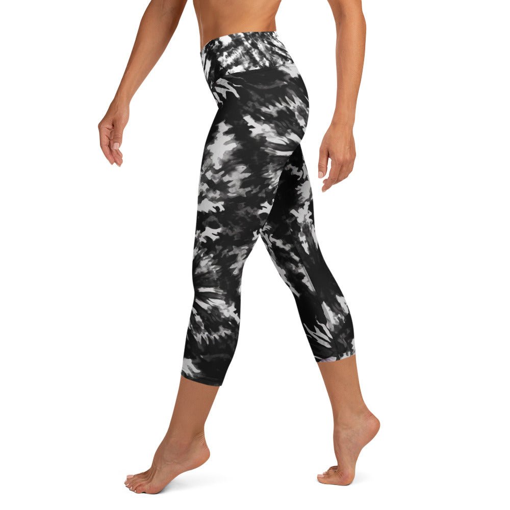 Yoga - Capri - Leggings in Schwarz - Weißer Batik - Optik - YogaStylz