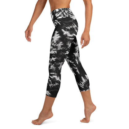 Yoga - Capri - Leggings in Schwarz - Weißer Batik - Optik - YogaStylz