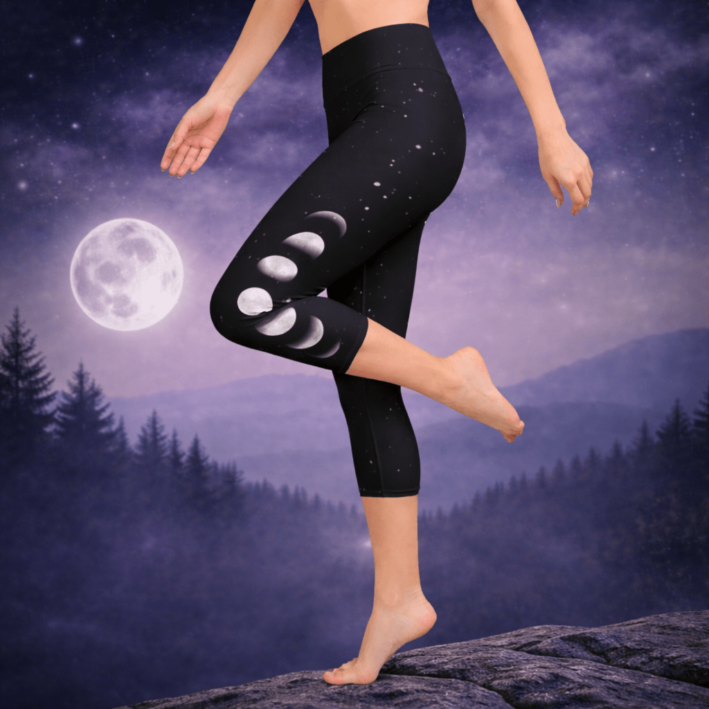 Yoga - Capri - Leggings Mondphasen auf Sternenhimmel - YogaStylz