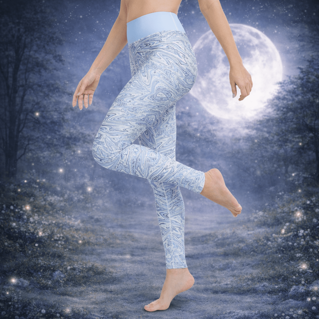 Yoga - Leggings Hellblau Abstrakt - YogaStylz