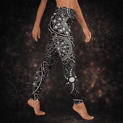 Yoga - Leggings Mandala – Schwarz - Weiß - Boho Sporthose Damen - YogaStylz