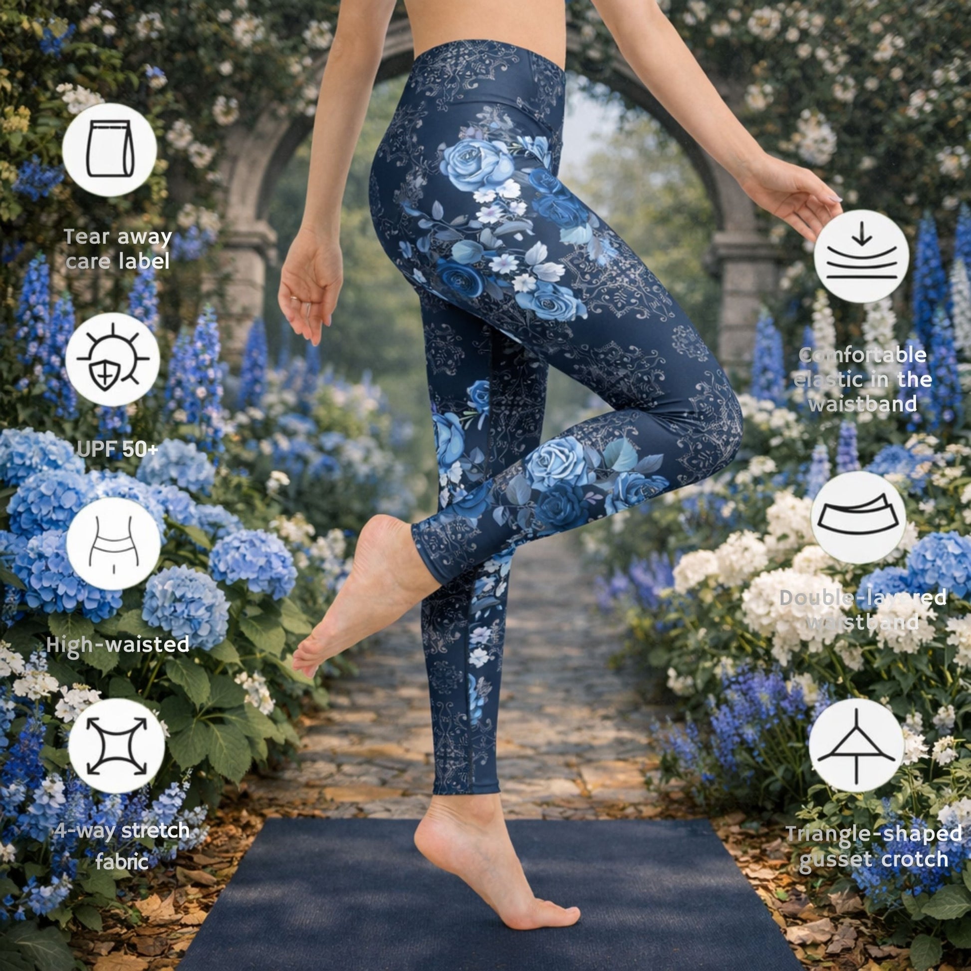 Yoga - Leggings mit Blumenmuster - YogaStylz