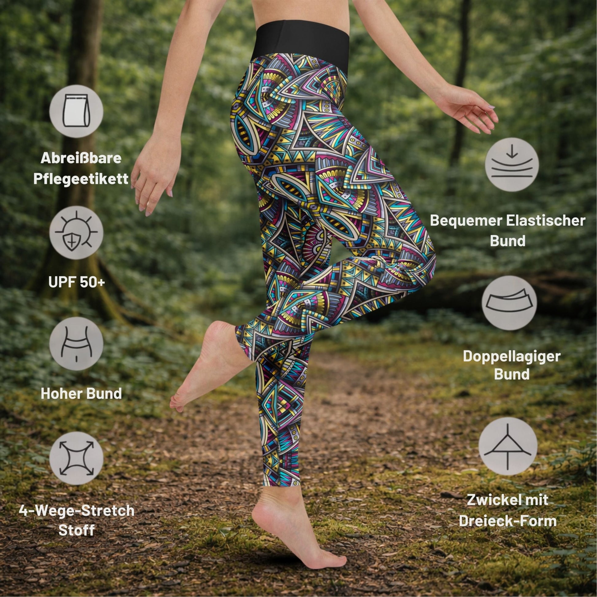 Yoga - Leggings mit buntem Mandala - Design - YogaStylz