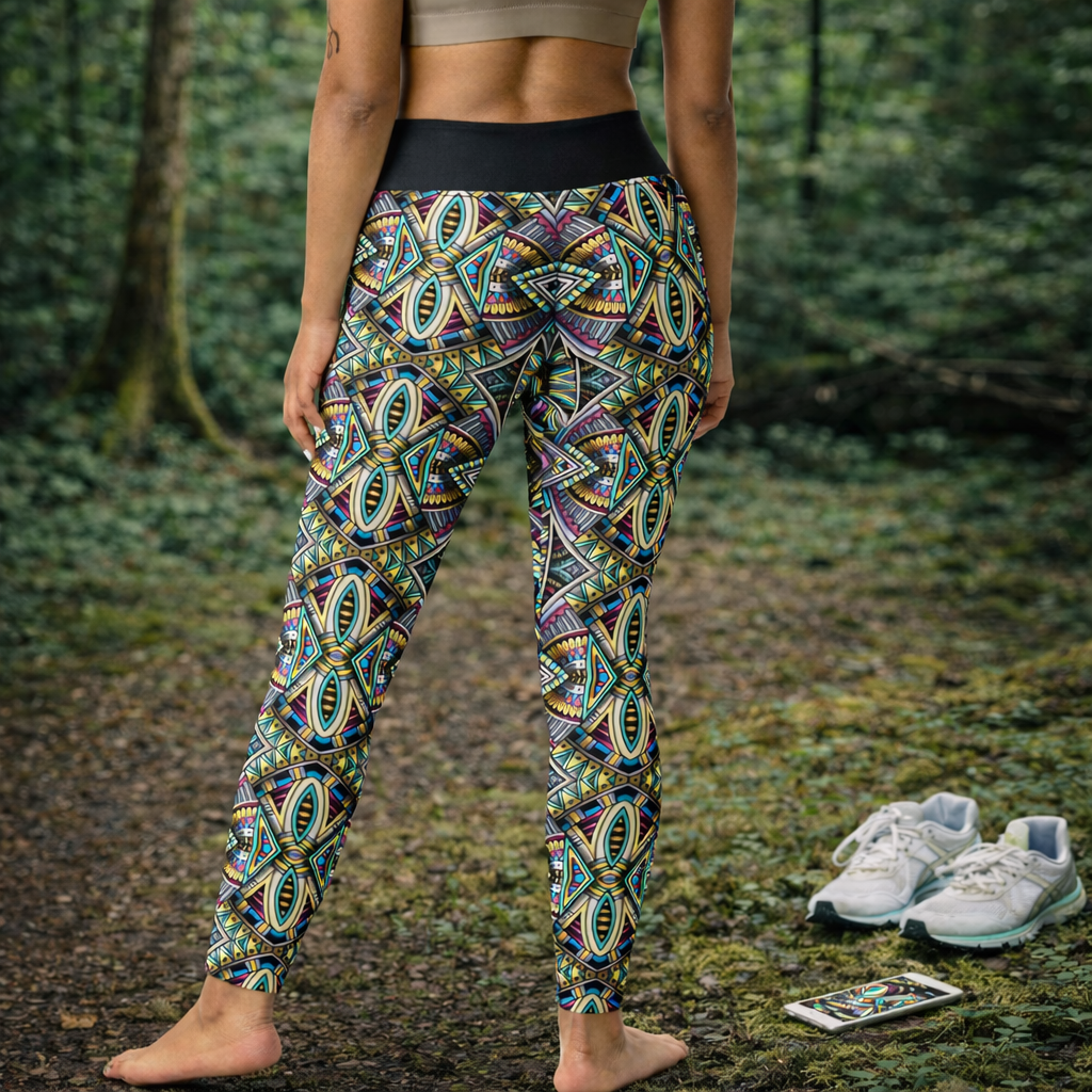 Yoga - Leggings mit buntem Mandala - Design - YogaStylz