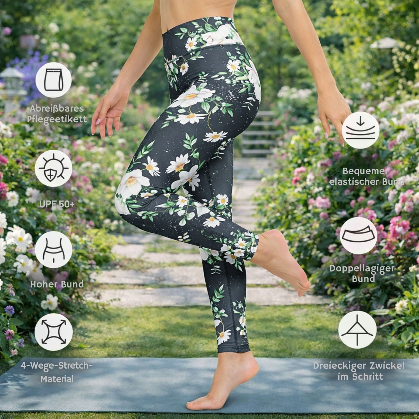 Yoga - Leggings mit floralem Muster - YogaStylz