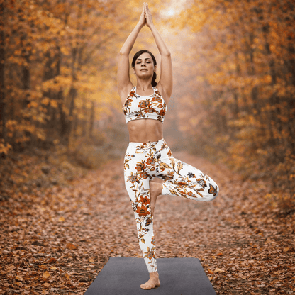 Yoga - Leggings mit Herbstlich Floralem Muster - YogaStylz