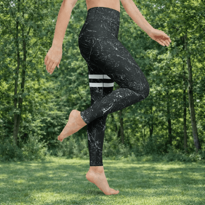 Yoga - Leggings mit Marmor - Design & weißen Streifen - YogaStylz