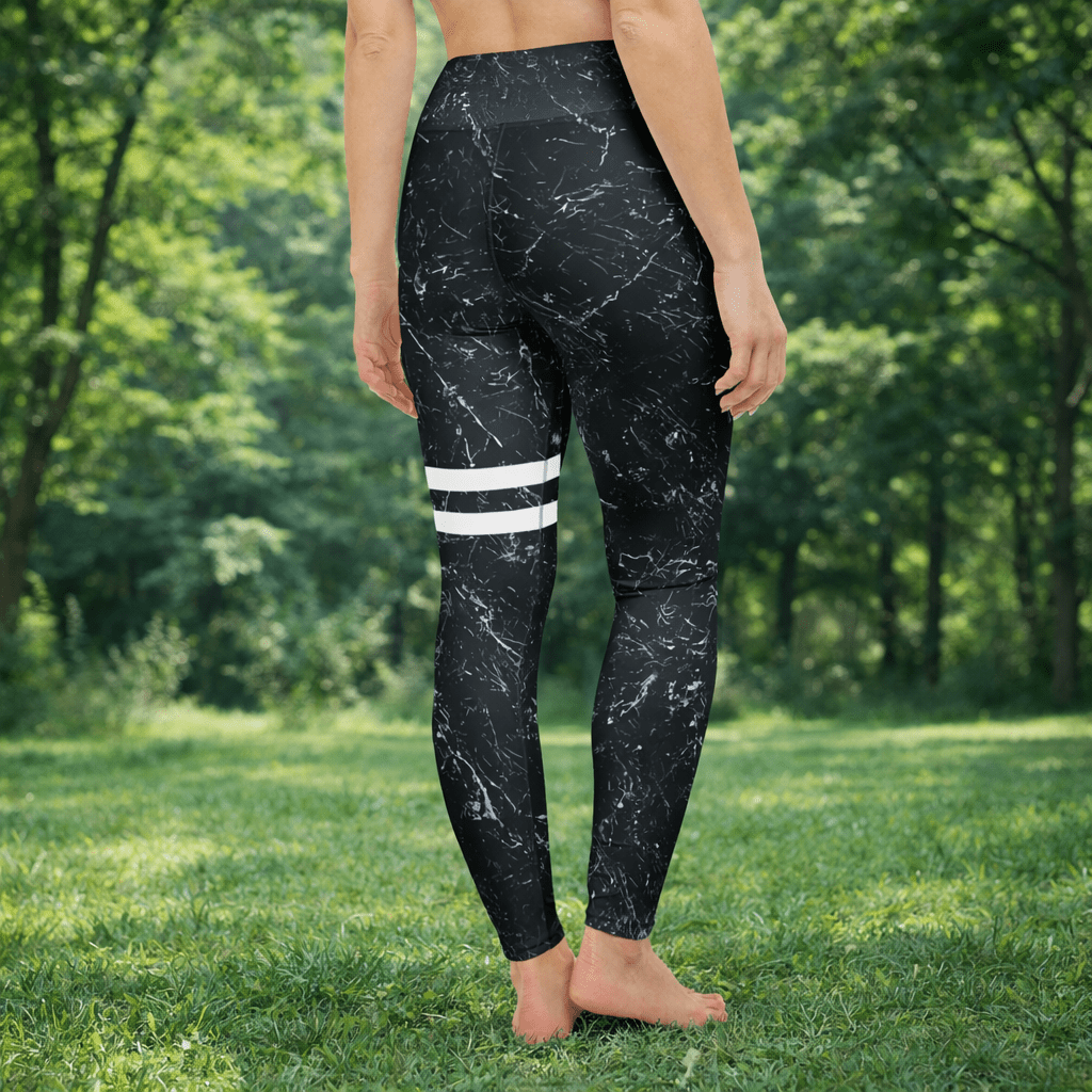 Yoga - Leggings mit Marmor - Design & weißen Streifen - YogaStylz