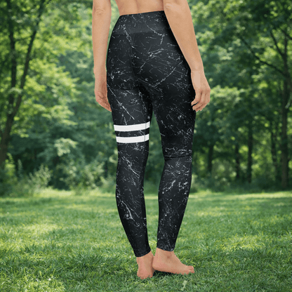 Yoga - Leggings mit Marmor - Design & weißen Streifen - YogaStylz