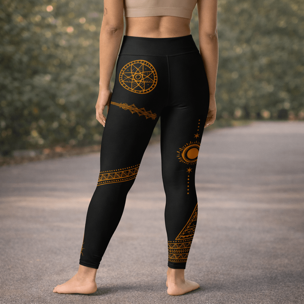 Yoga Leggings mit Sonnen Tribal - Design – Hoher Bund & weiches Stretch Material - YogaStylz