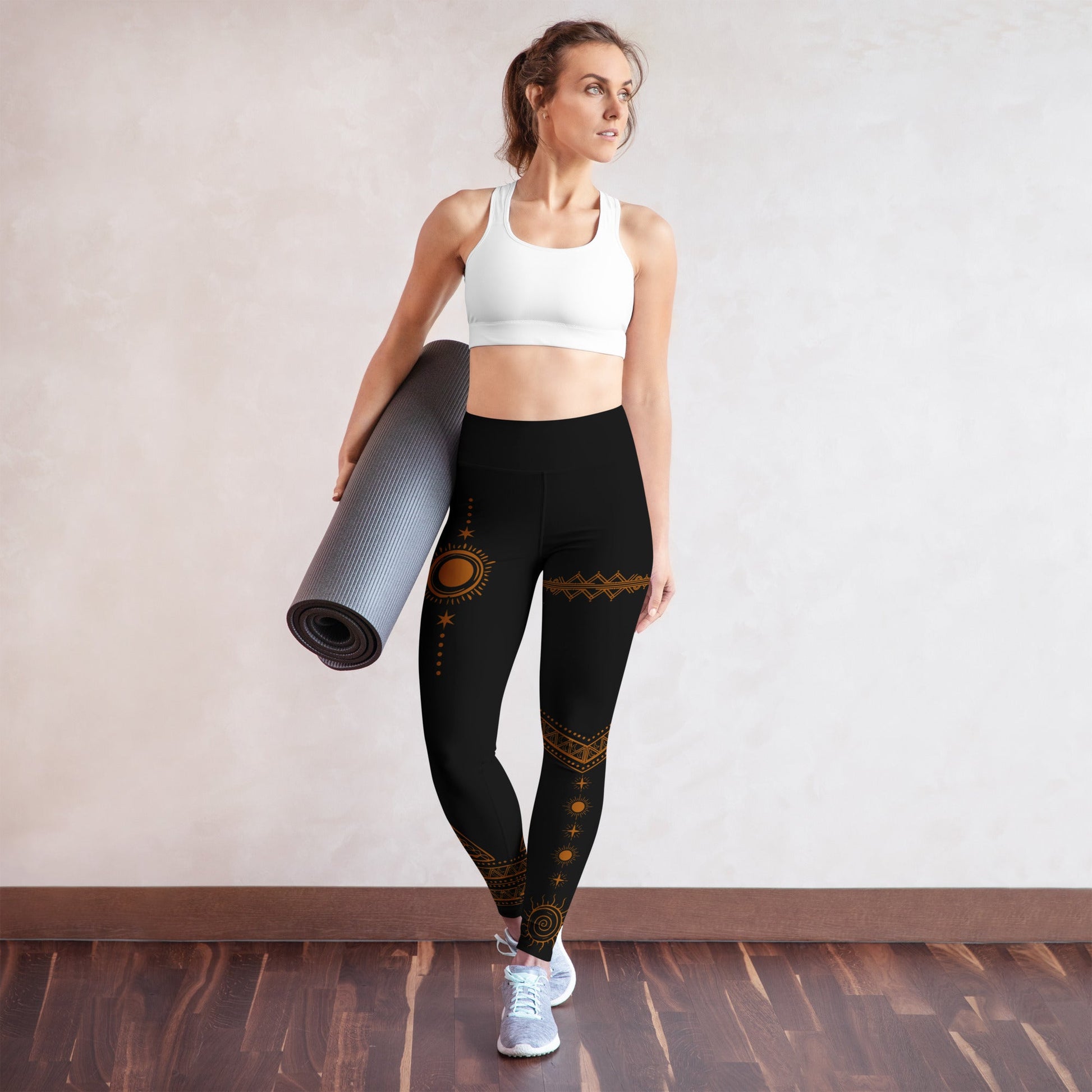 Yoga Leggings mit Sonnen - & Tribal - Design – Hoher Bund & weiches Stretchmateria - YogaStylz
