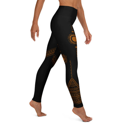 Yoga Leggings mit Sonnen - & Tribal - Design – Hoher Bund & weiches Stretchmateria - YogaStylz