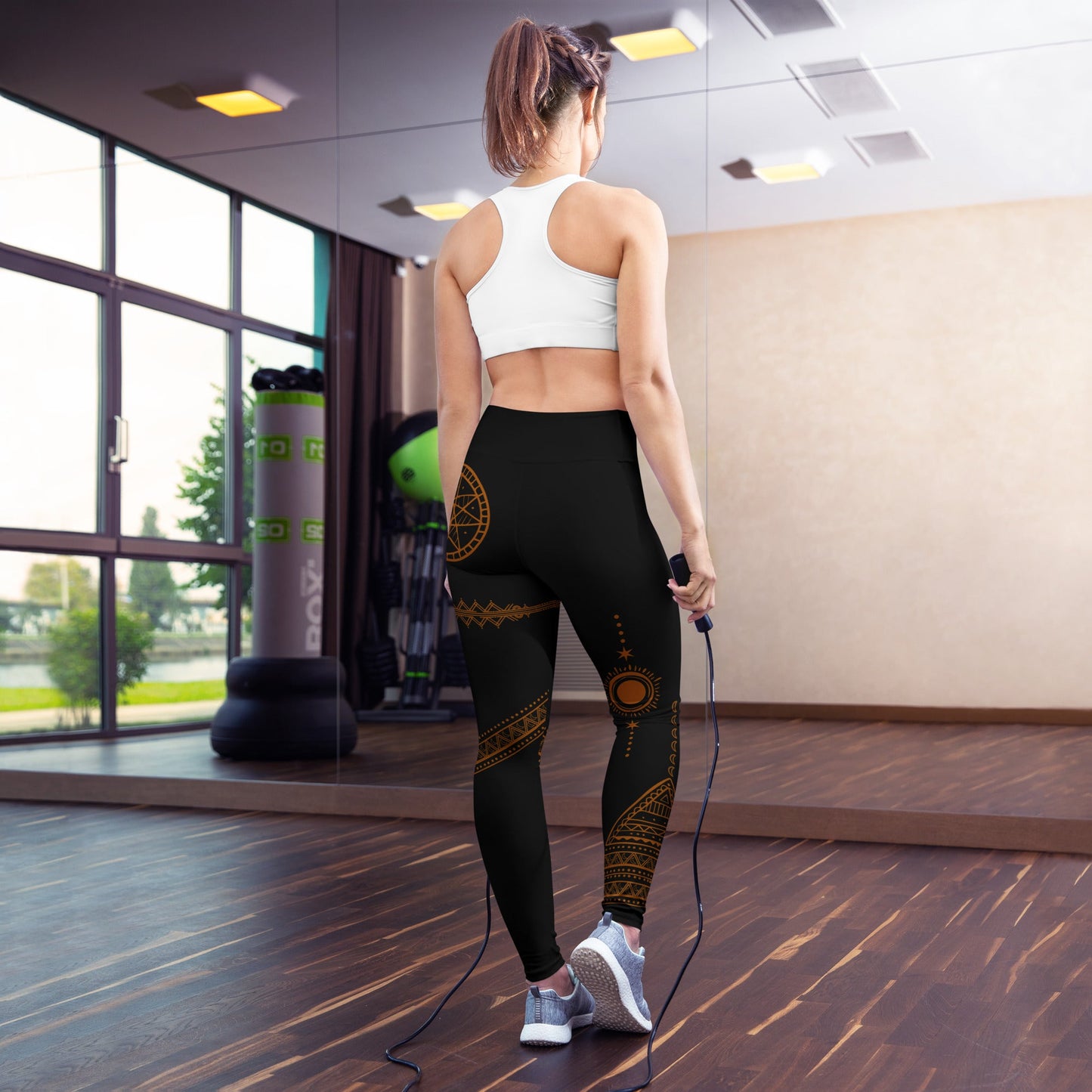Yoga Leggings mit Sonnen - & Tribal - Design – Hoher Bund & weiches Stretchmateria - YogaStylz