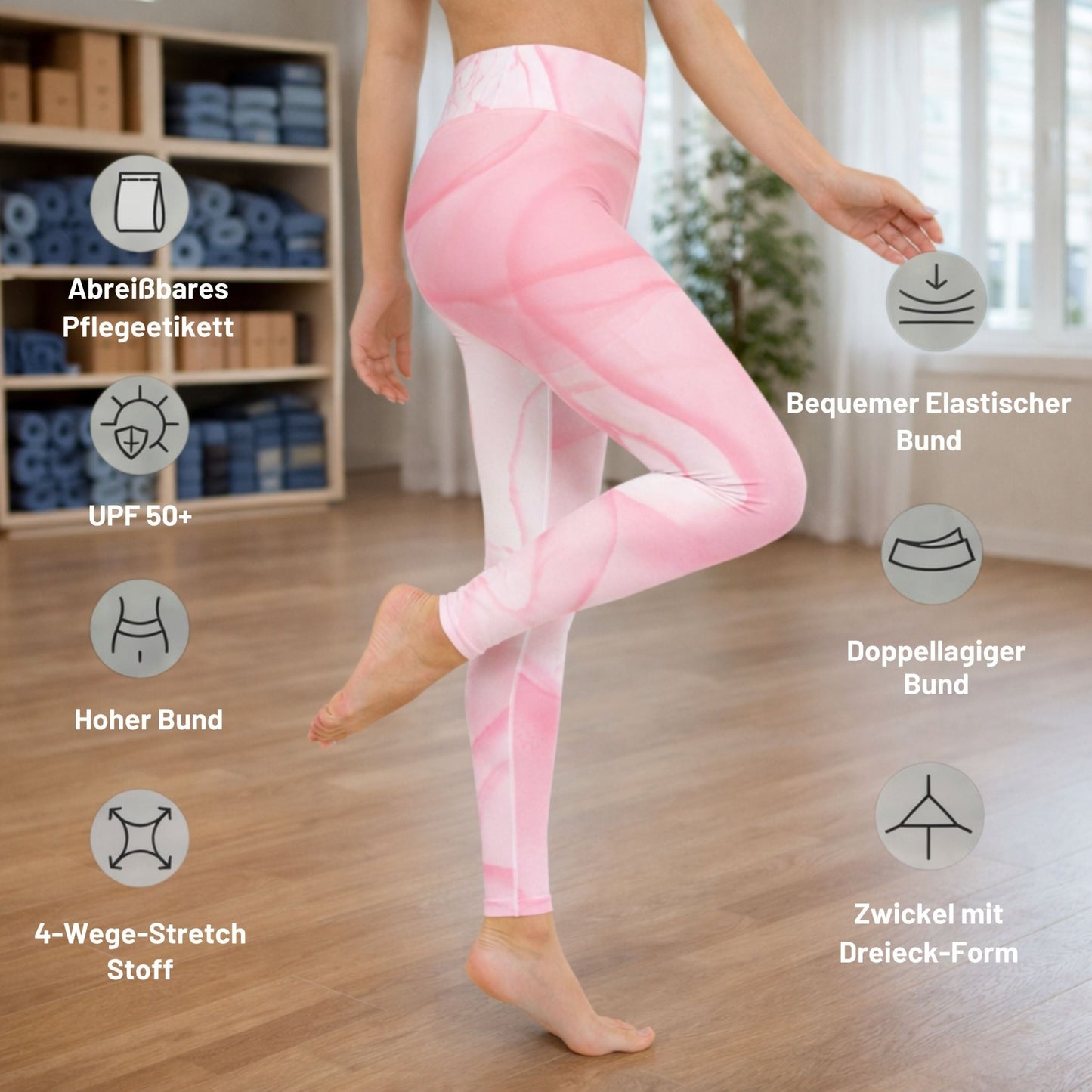 Yoga - Leggings Pinkes Marmor - Muster - YogaStylz