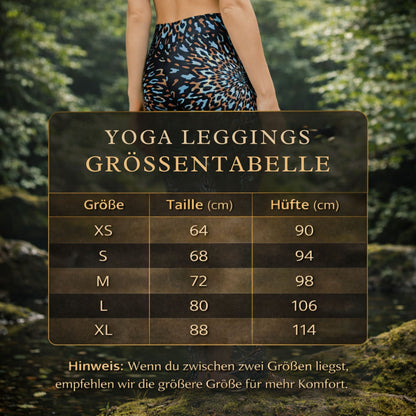 Yoga Leggings Schwarz Blau – Abstrakt, hoher Bund, 4 - Wege - Stretch - YogaStylz