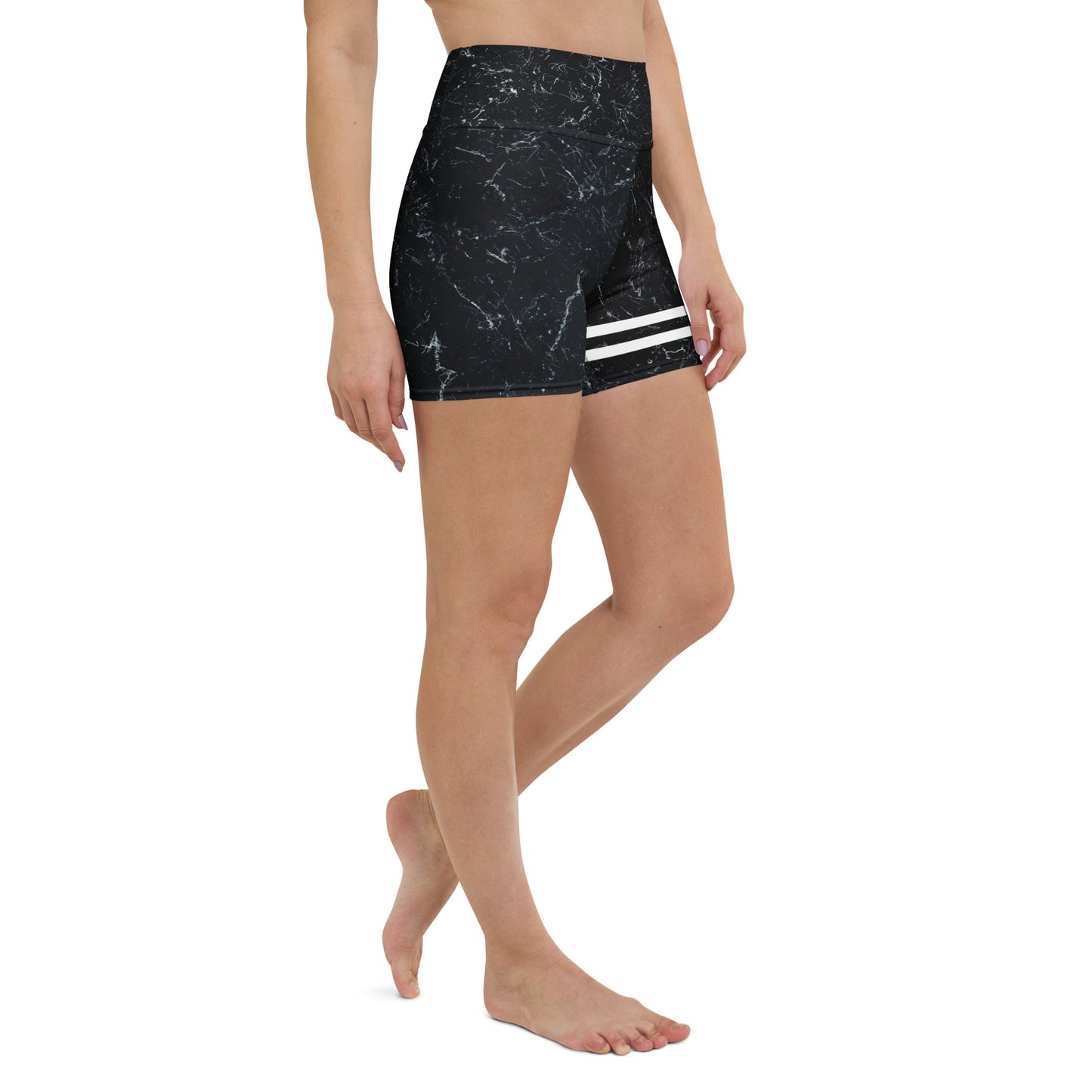 Yoga - Shorts mit Marmor - Design & weißen Streifen - YogaStylz