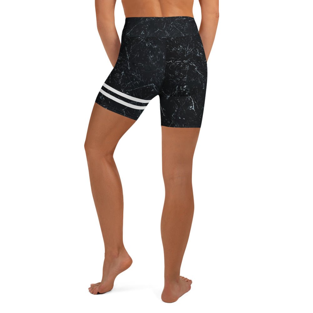 Yoga - Shorts mit Marmor - Design & weißen Streifen - YogaStylz