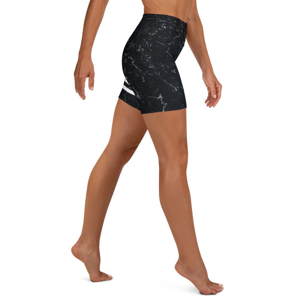 Yoga - Shorts mit Marmor - Design & weißen Streifen - YogaStylz