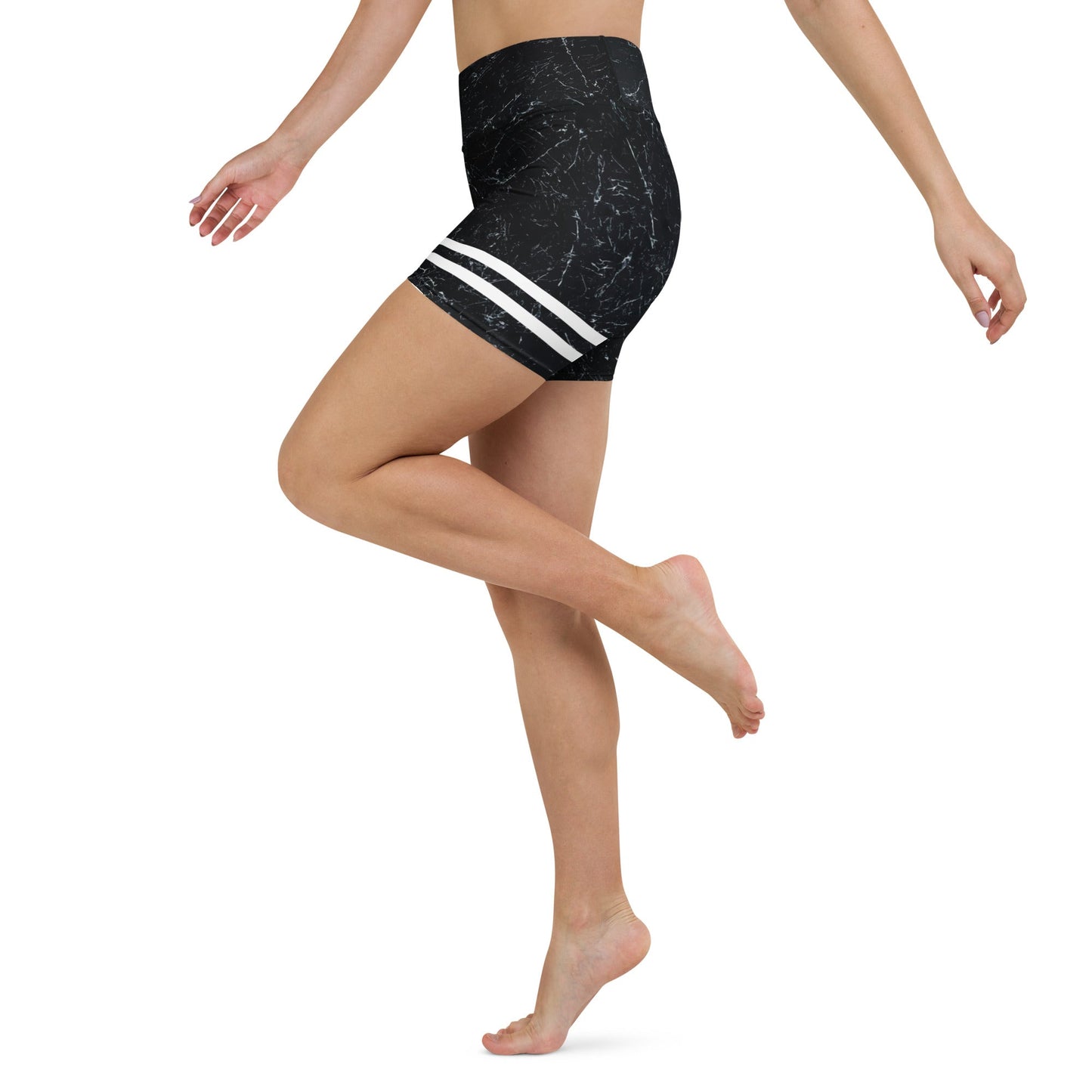 Yoga - Shorts mit Marmor - Design & weißen Streifen - YogaStylz